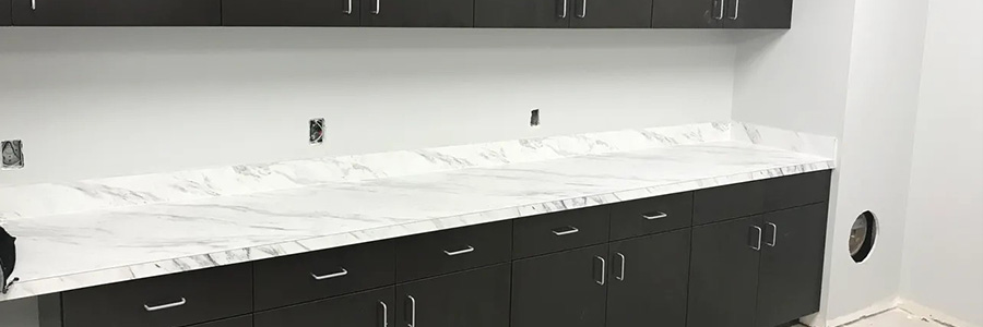 Inside counter tops and cabinets at Clear Vision Center