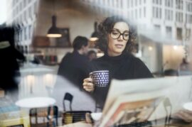 Woman drinking coffee