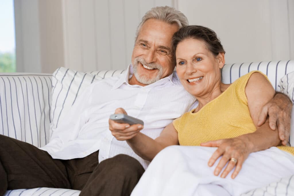 Couple watching television